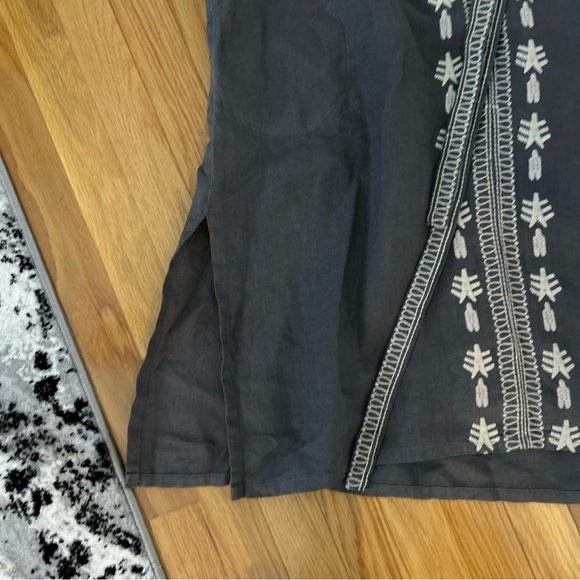 Johnny Was Carmelita Ornate Embroidery Firebird 100% Linen Peasant Midi Dress - Picture 6 of 8